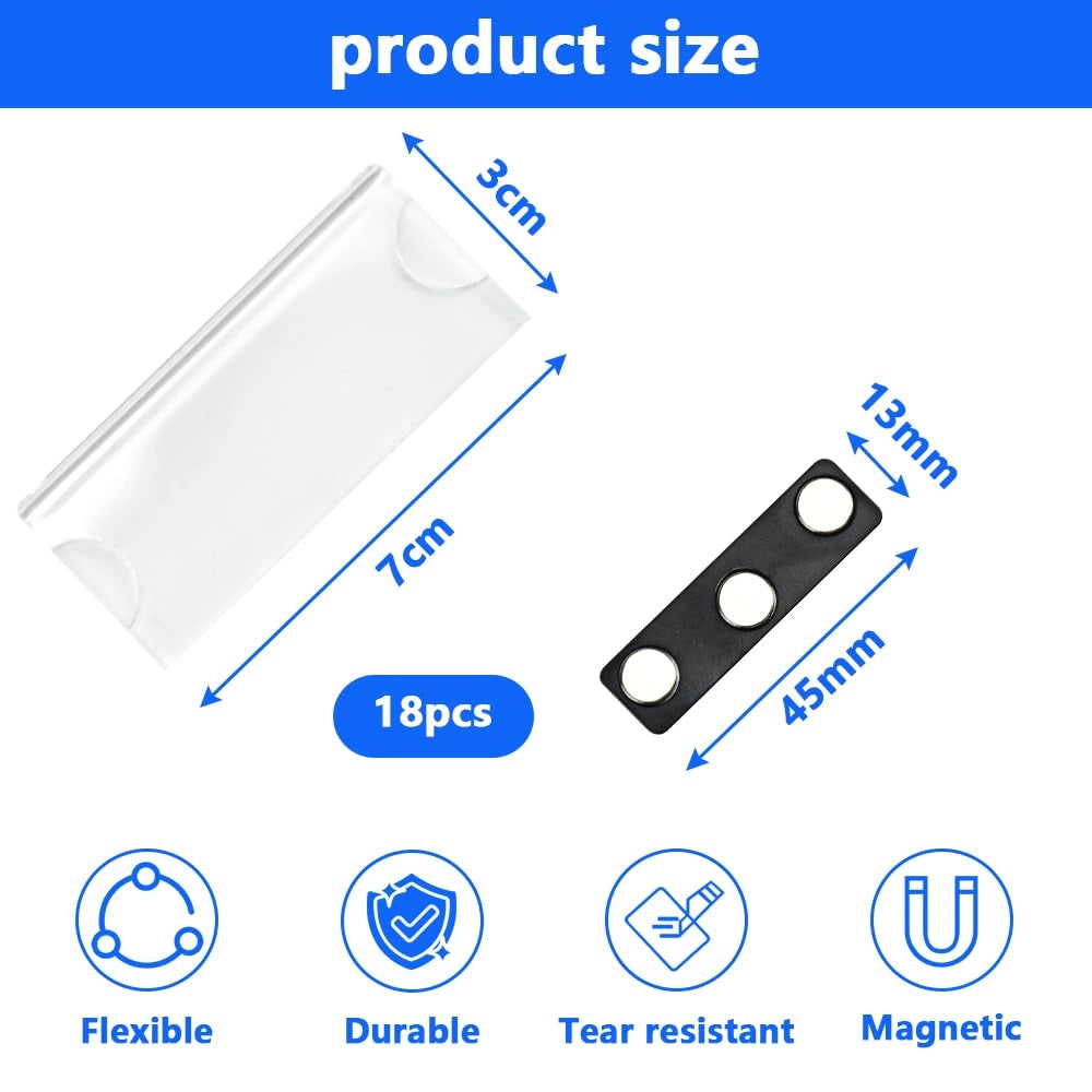 Espositori per targhette in acrilico trasparente, set da 18 con targhette magnetiche