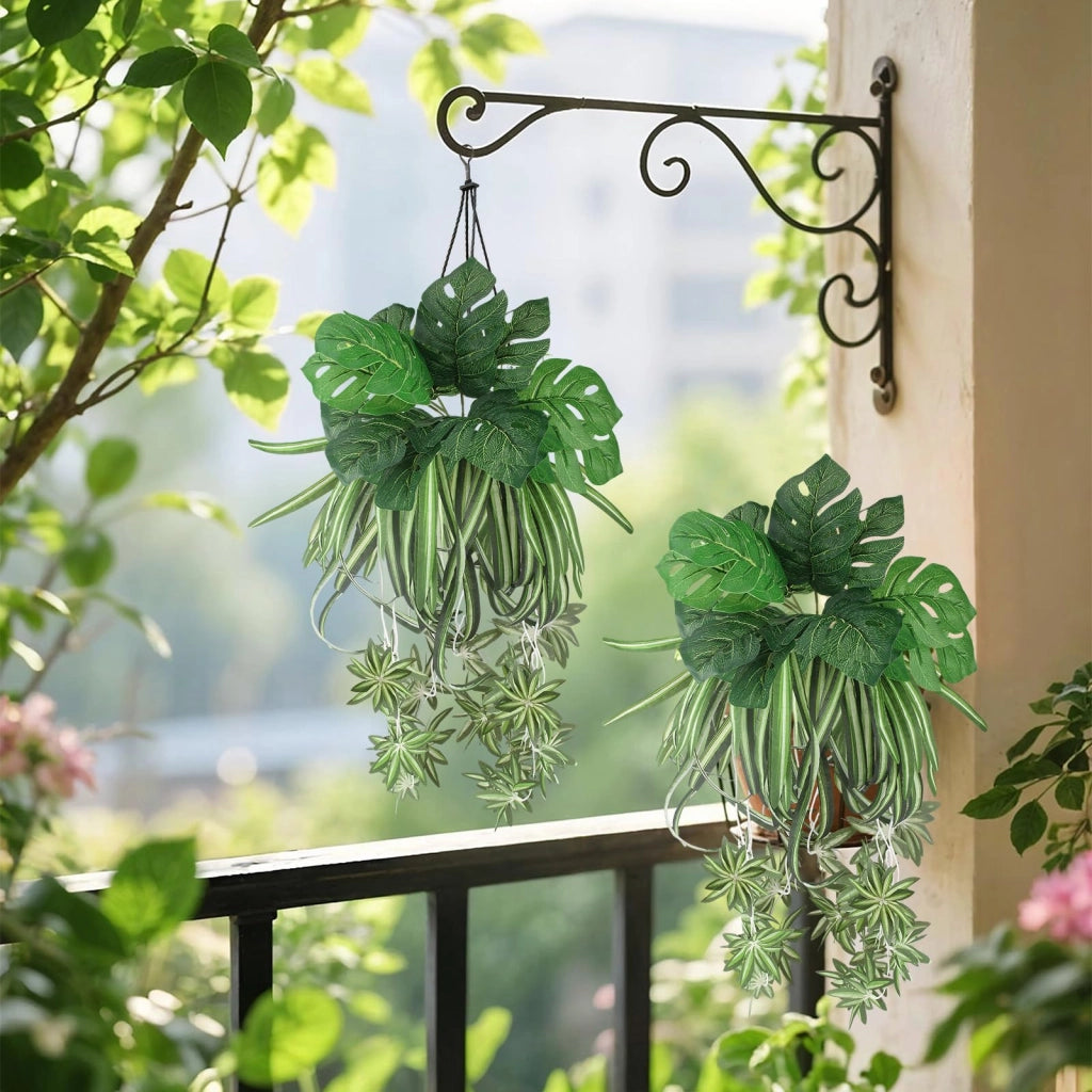Piante artificiali da appendere, set da 3, Monstera e giglio della pace, 64 cm, plastica