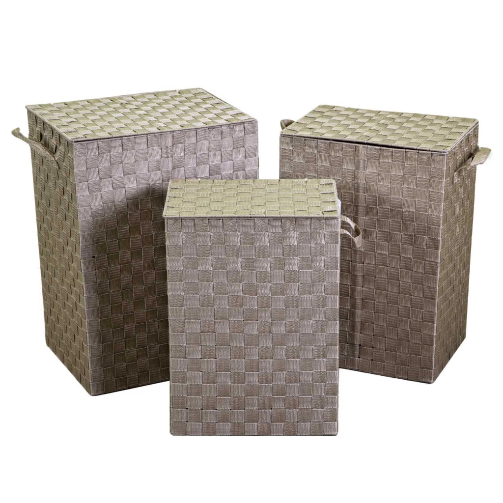 Cestone poliestere tortora foderato 1-3rettangolare cm40x30x55