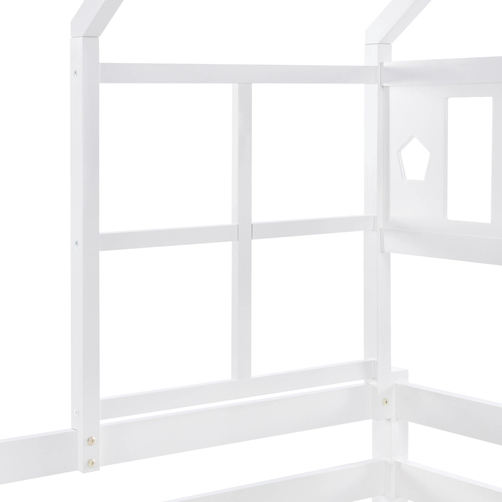 Letto per bambini a soppalco bianco 90x200 cm con scala