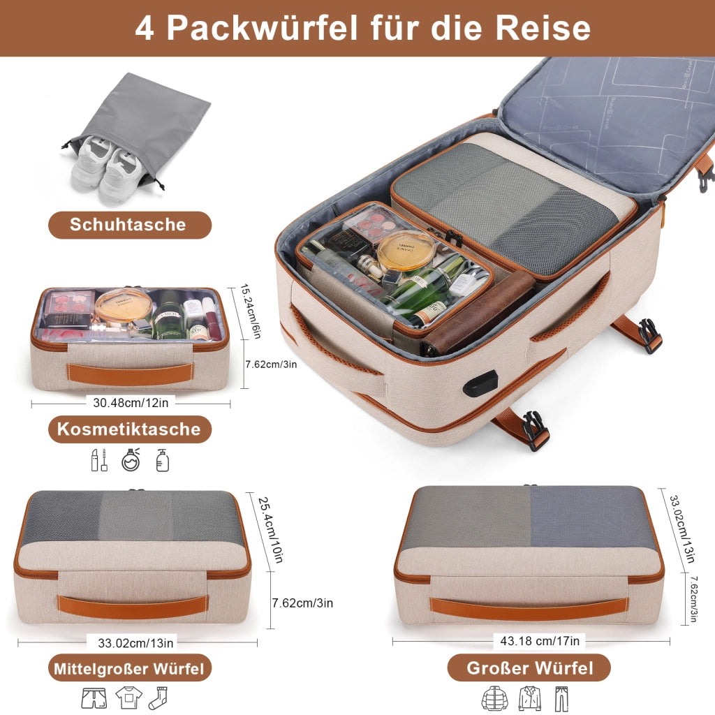 Zaino da viaggio espandibile 40 l con porta USB e 4 organizer