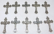 Croce con Cristo INRI per rosario, argento galvanizzato, 10 pezzi, dimensioni 4,5 cm