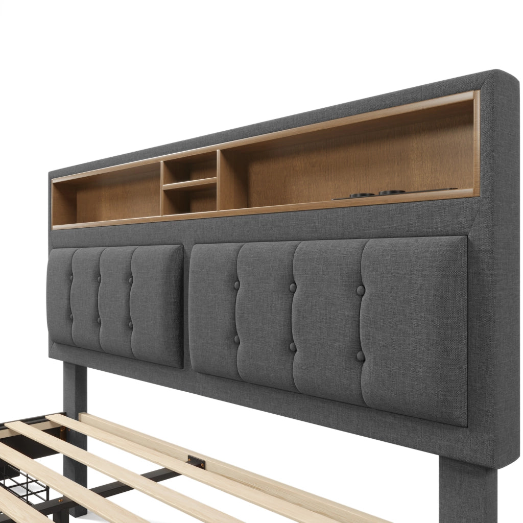 Letto matrimoniale imbottito 140x200 cm con quattro cassetti