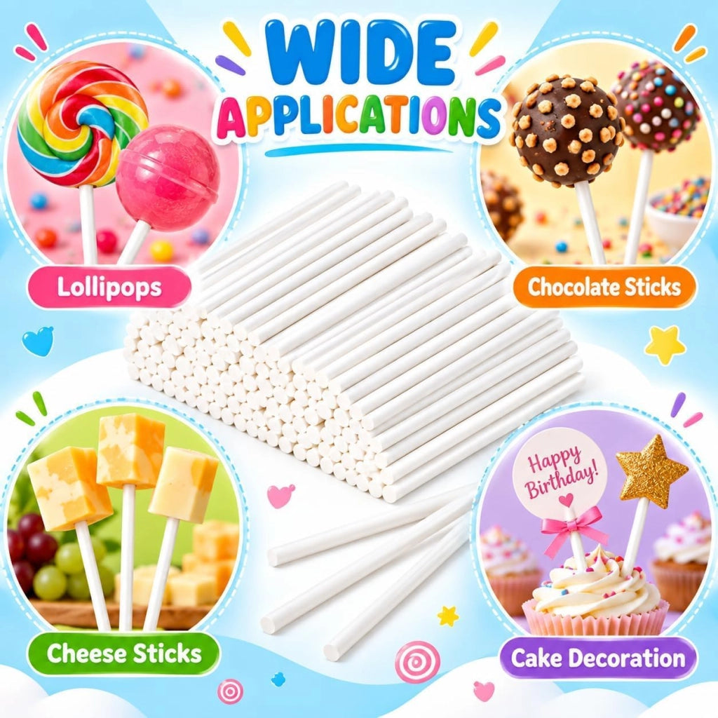 400 stecchini di carta per cake pop, bianchi, 10 cm × 3,5 mm