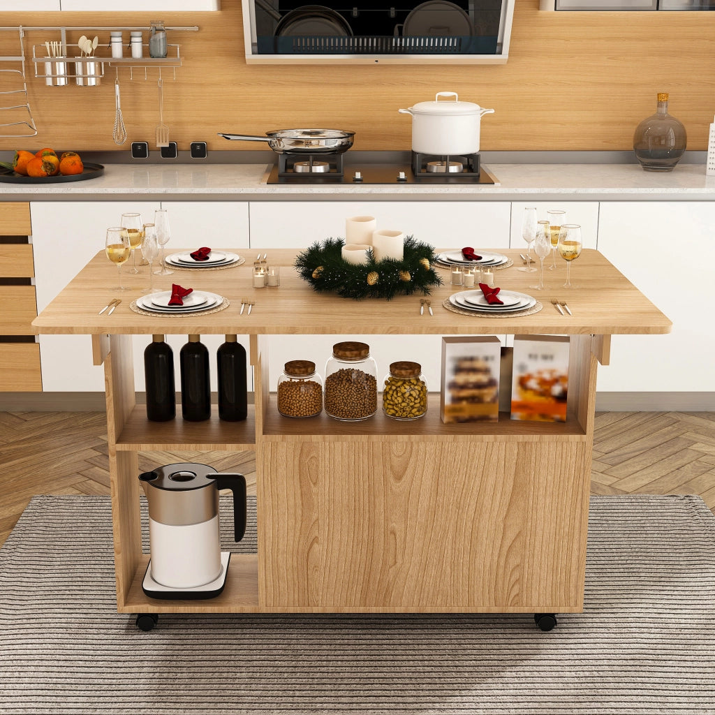 Tavolo pieghevole con ruote in MDF, rovere chiaro, 110 × 70 cm