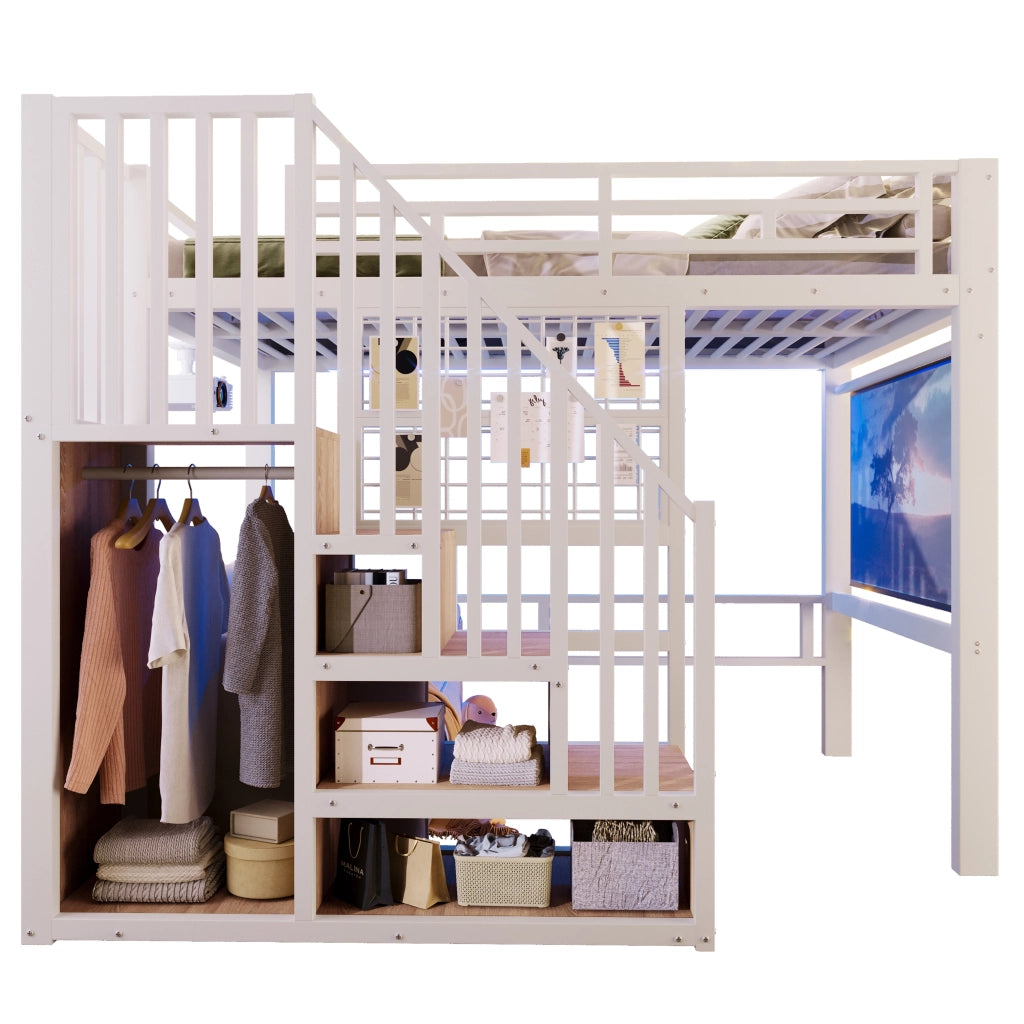 Letto a soppalco 140x200 cm in metallo e MDF
