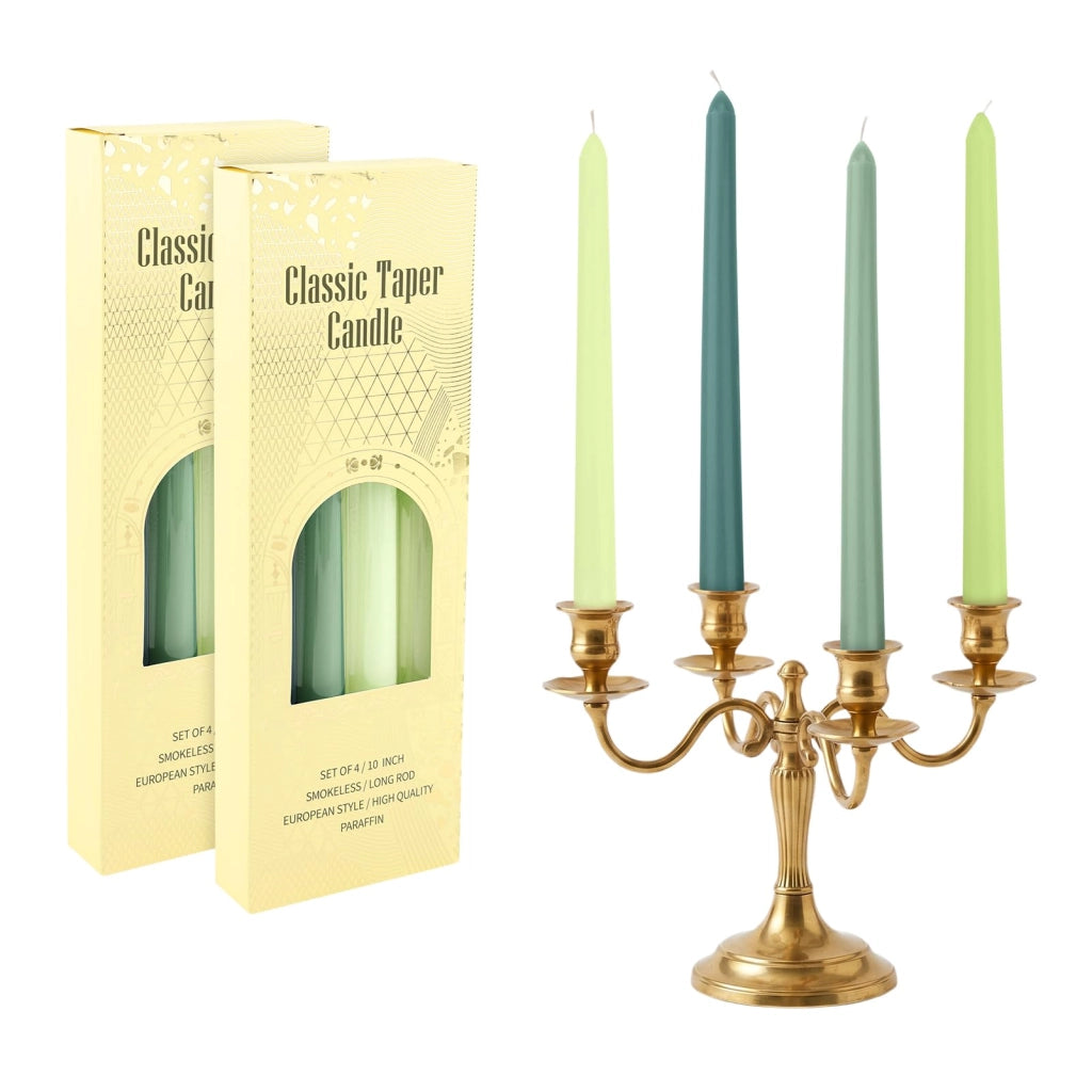 Set di 8 candele conici, 25 cm x 2,2 cm, colore verde