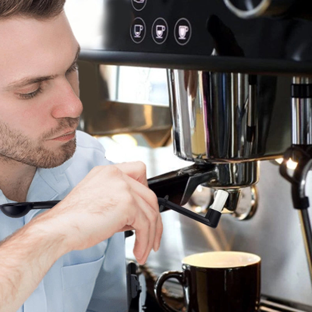 Set di 2 spazzole per caffè, uso doppio, spazzola per espresso, colore nero