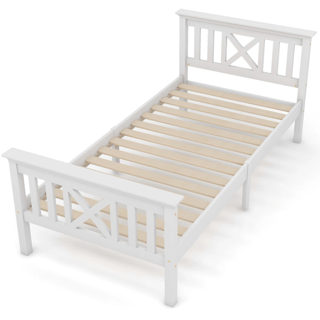 Letto singolo bianco 90x200 cm con rete a doghe