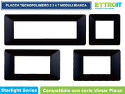 ETTROIT PLACCA IN TECNOPOLIMERO COLORE NERO COMPATIBILE CON SERIE VIMAR PLANA EV83 - Numero Moduli:7 moduli