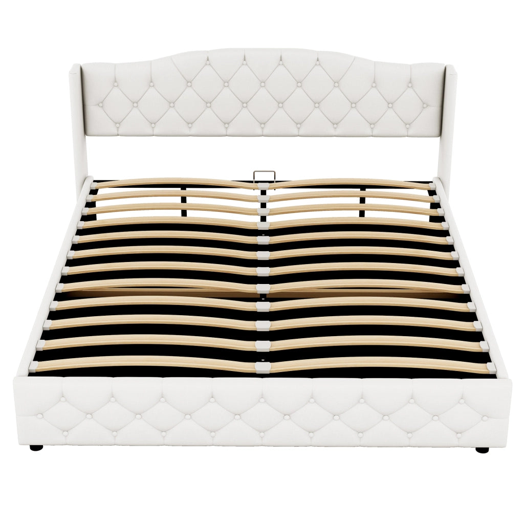 Letto contenitore matrimoniale beige 180 x 200 cm
