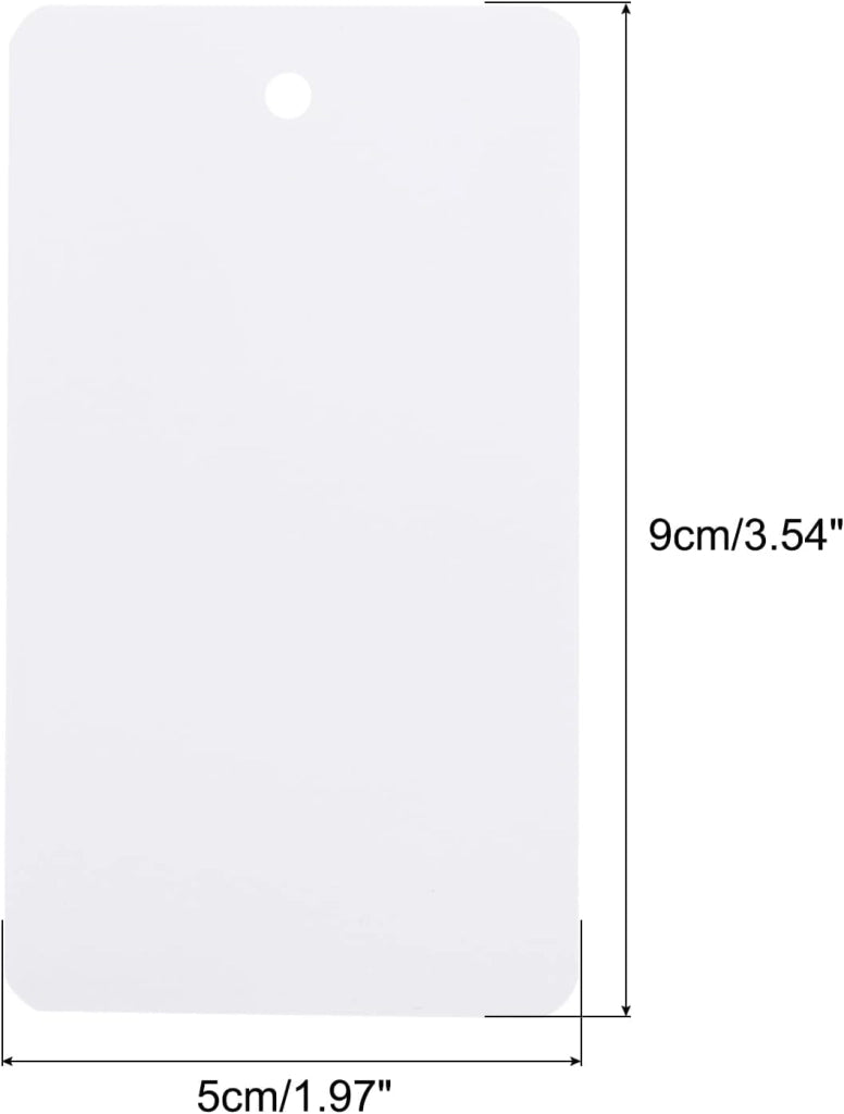 200 etichette in plastica impermeabile, bianche, di dimensioni 5x9 cm, con foro