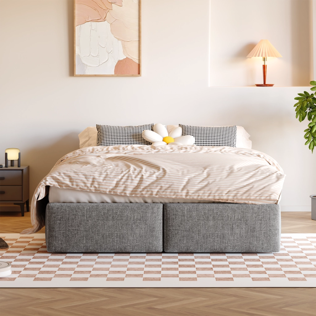 Letto imbottito grigio 140 x 200 cm