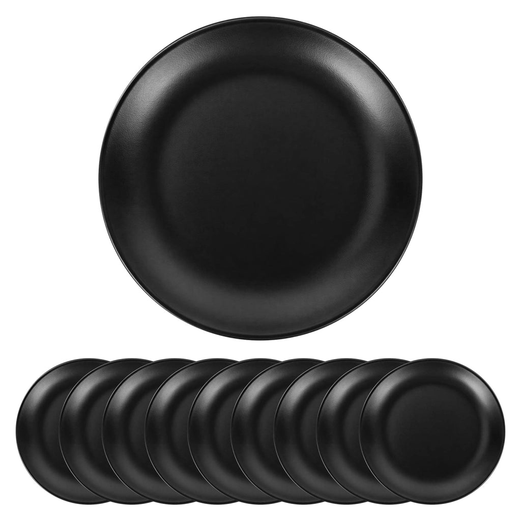 Set di 10 piatti in plastica nera, 15 × 15 × 2,5 cm, piatti da campeggio