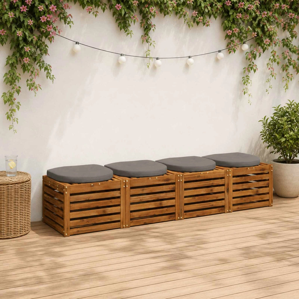 Cuscini per Sedia in 4 Pezzi 4 pz 100% Poliestere Grigio 945320