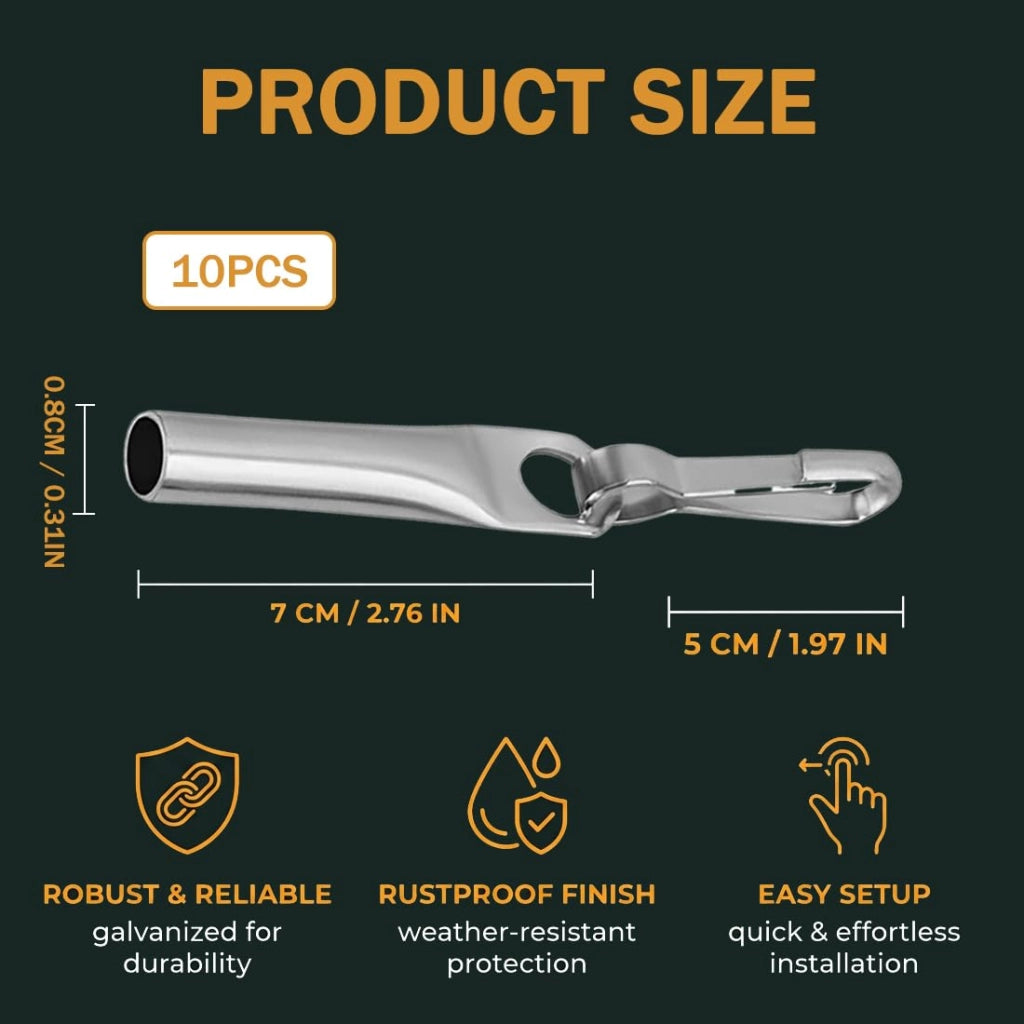 10 pezzi fascette per teloni con ganci simplex, zincate, 8 mm, per teli e coperture
