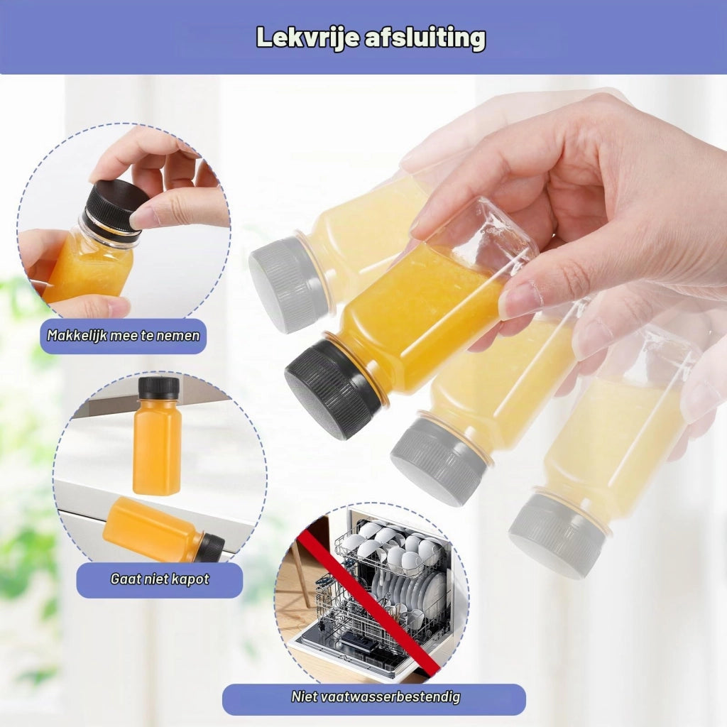 12 mini bottiglie in plastica PET da 60 ml, con tappo, riutilizzabili, colore nero