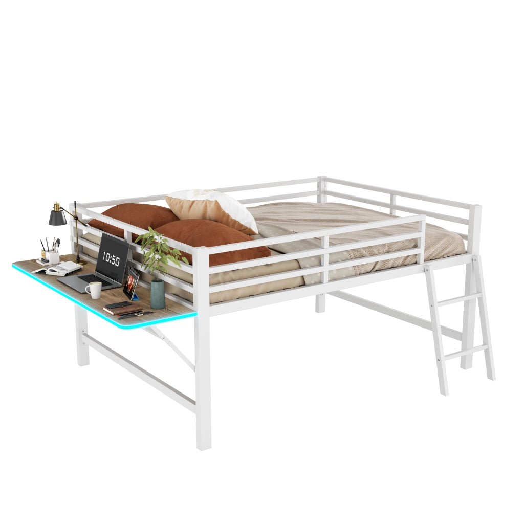 Letto a soppalco 140x200 cm bianco in metallo