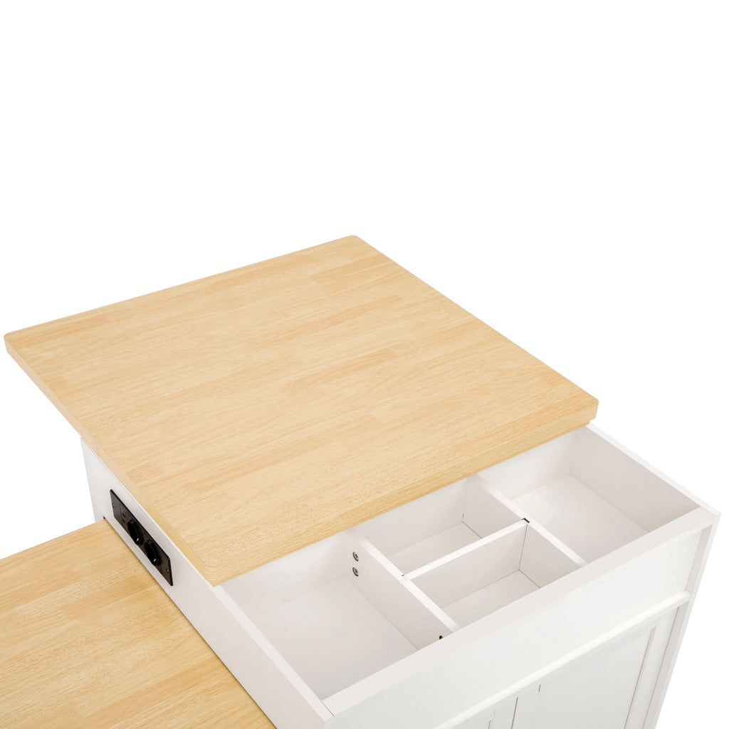 Tavolo da pranzo estensibile con LED e ricarica USB Type C in MDF bianco