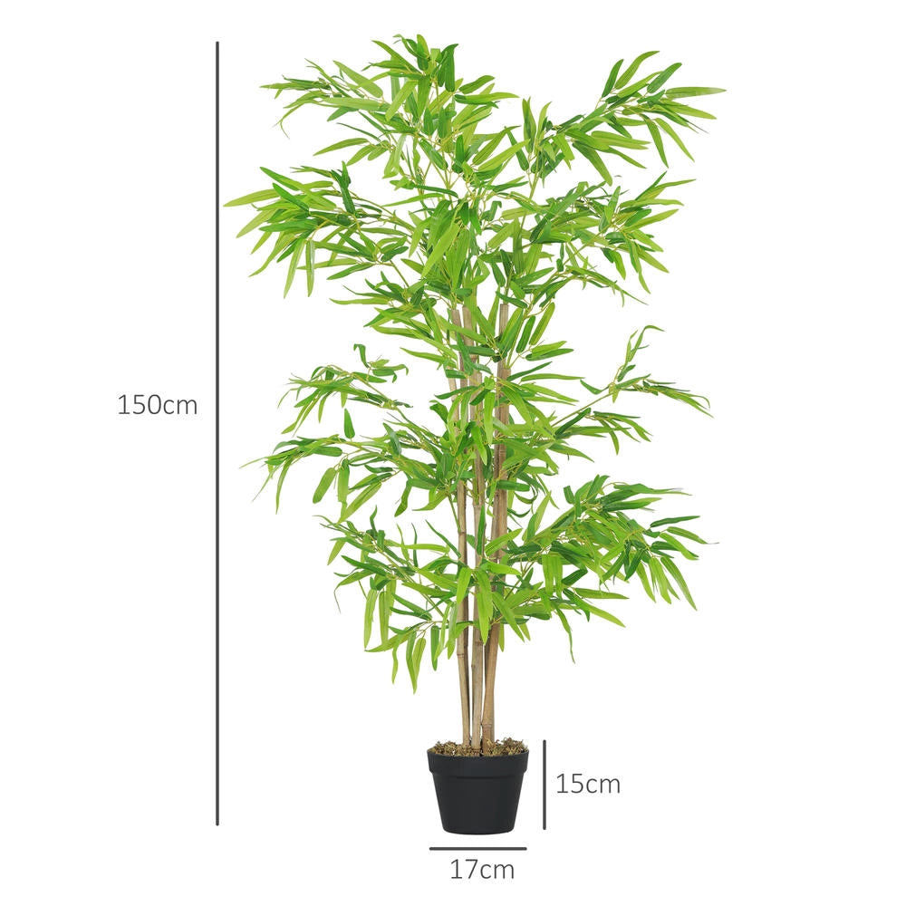 Bambù artificiale con vaso pianta finta realistica da arredo 150 cm per casa e giardino