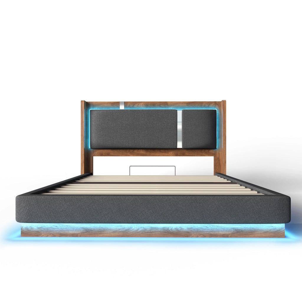 Letto matrimoniale imbottito grigio 140 x 200 cm