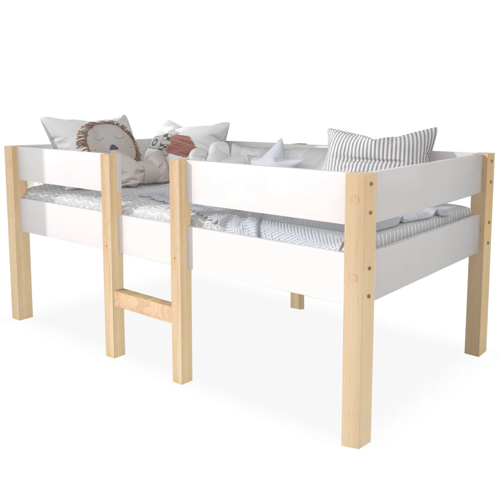 Letto rialzato basso per bambini 90x190 cm bianco