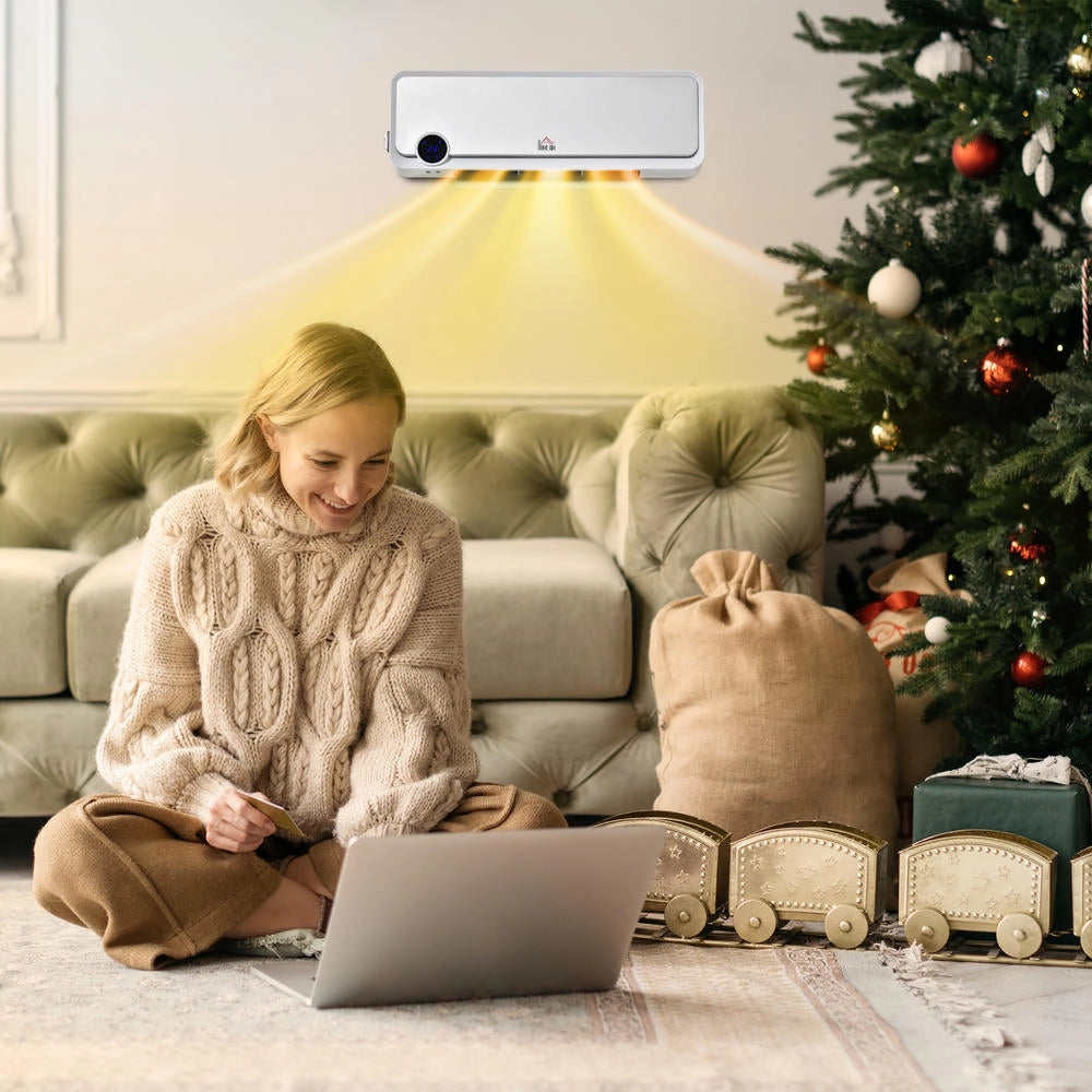 Termoventilatore da parete ceramico PTC 2000W con telecomando display LED timer 12h e 3 modalità per casa e ufficio