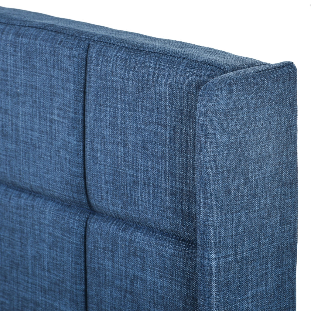 Letto singolo imbottito blu 90x200 cm con testiera