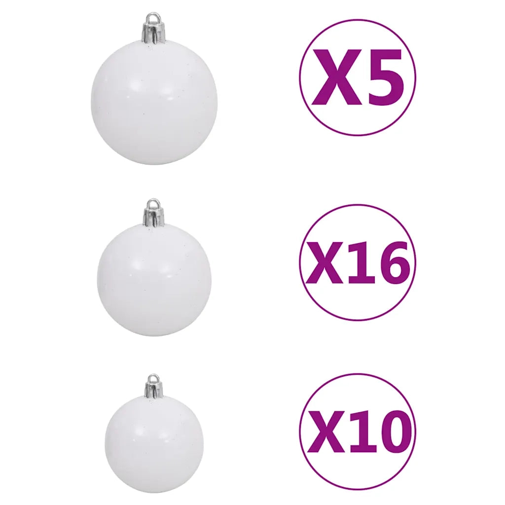 Albero di Natale Preilluminato Palline Bianco 210 cm 910 Rami 3077667