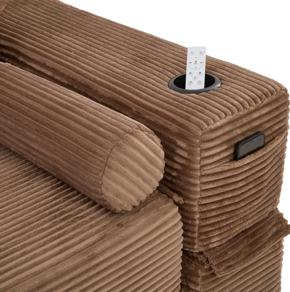 DIVANO letto 232x98x80 cm in velluto a coste marrone