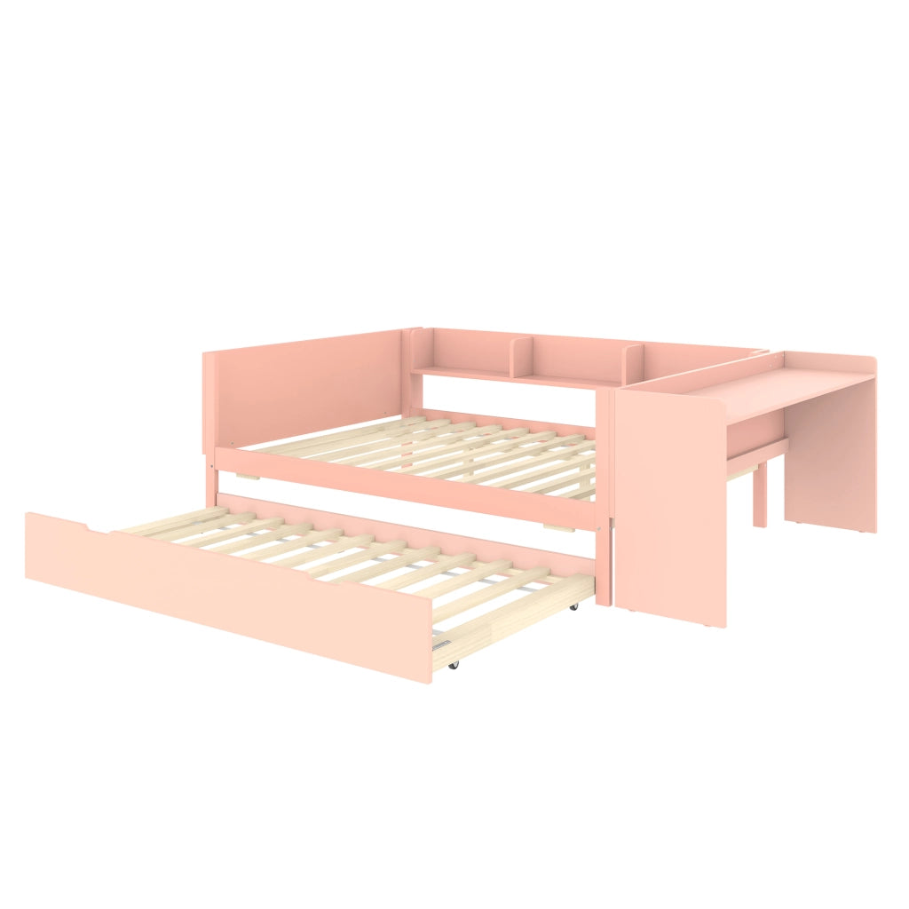 Letto matrimoniale rosa 140x200 con scrivania