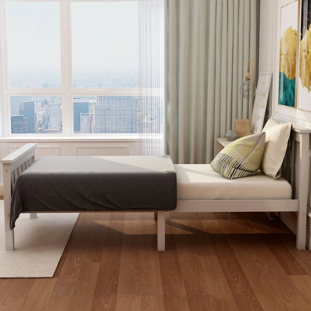 Letto singolo 90 x 200 cm bianco con testiera