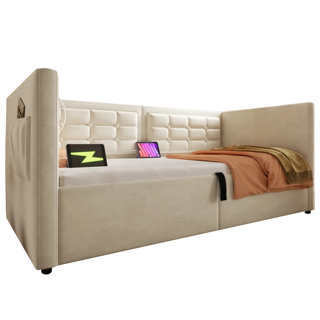 Divano letto singolo 90x200 cm con contenitore idraulico
