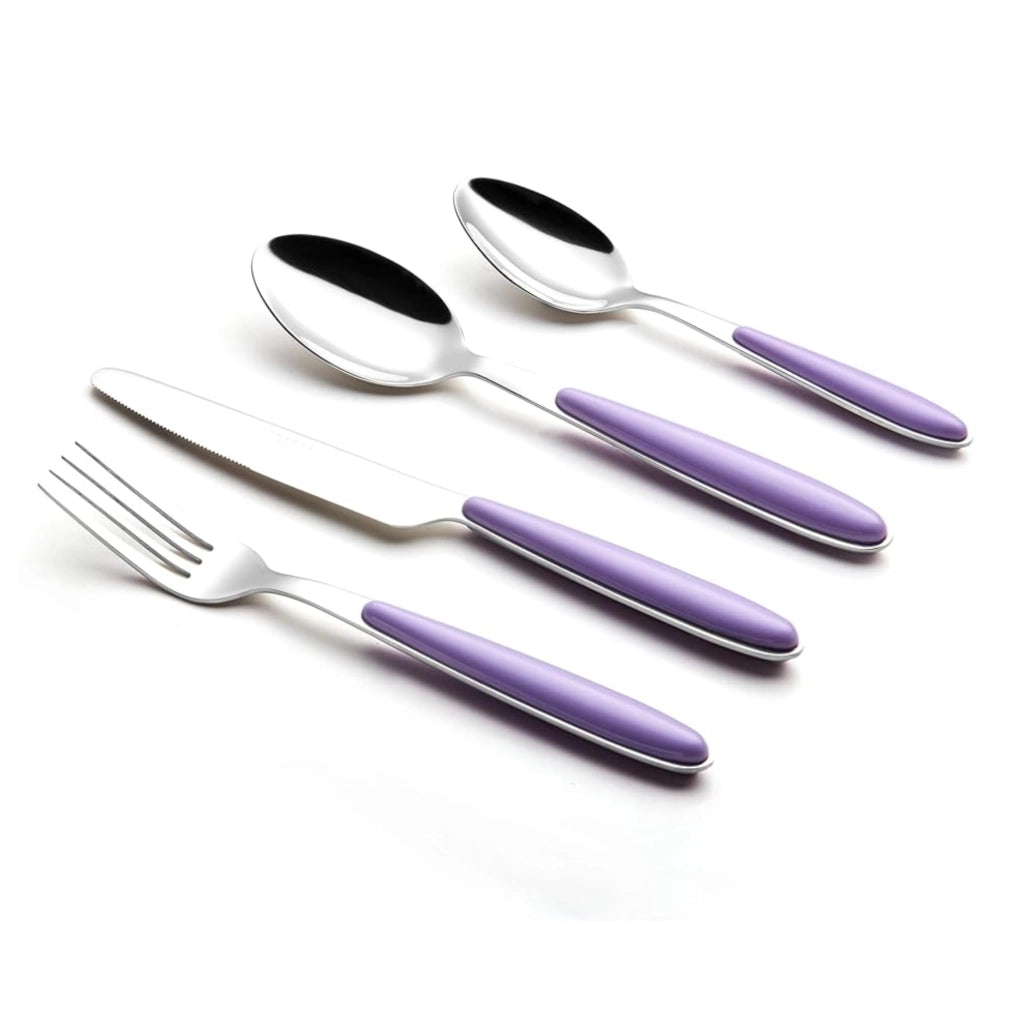 Set di posate da 24 pezzi per 6 persone, in acciaio inossidabile, colore viola