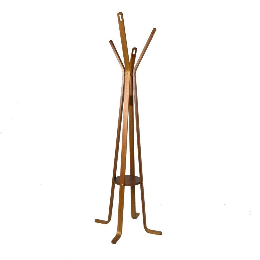 Attaccapanni a stelo legno noce 4 braccia cm 50h180