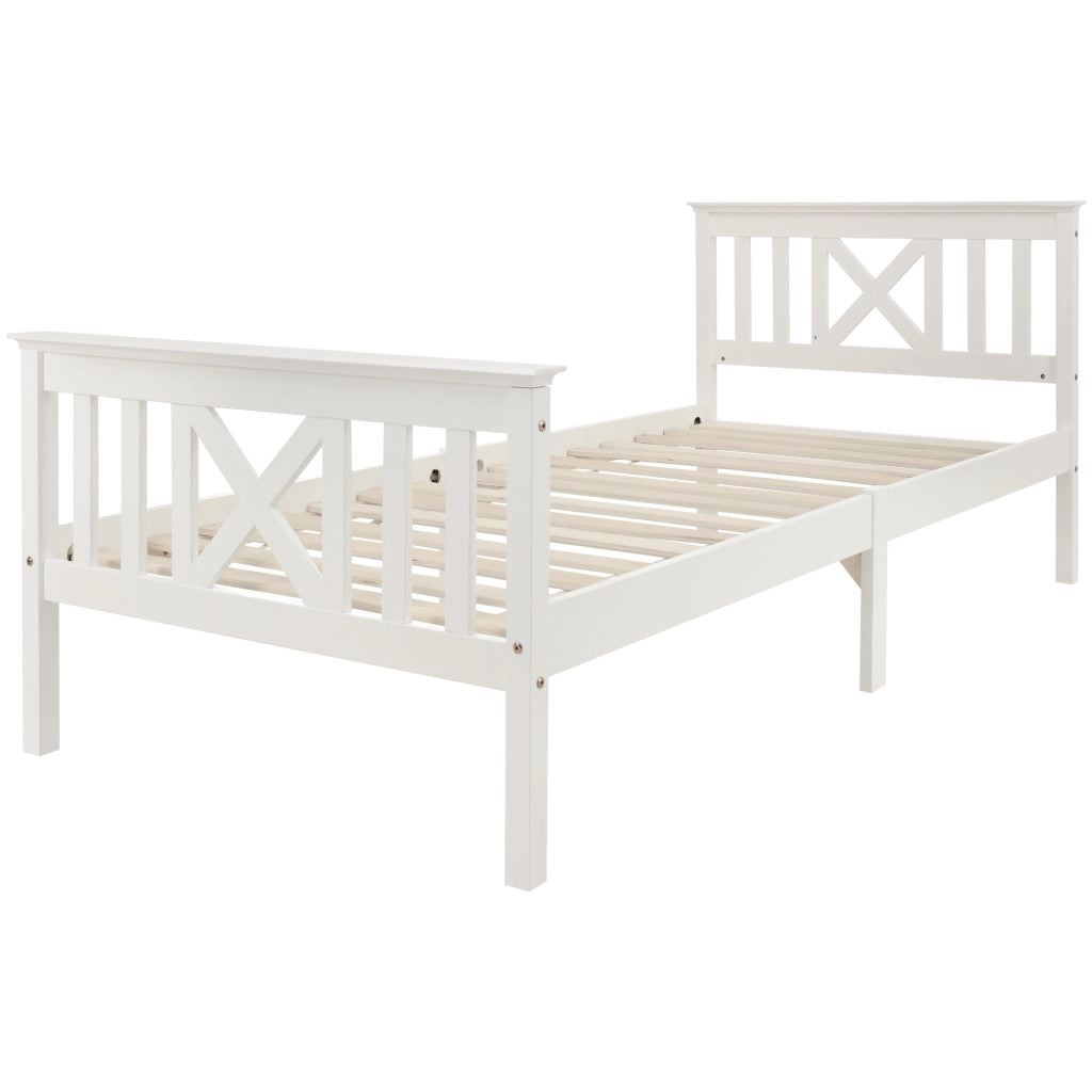 Letto singolo bianco 90x200 cm con rete a doghe