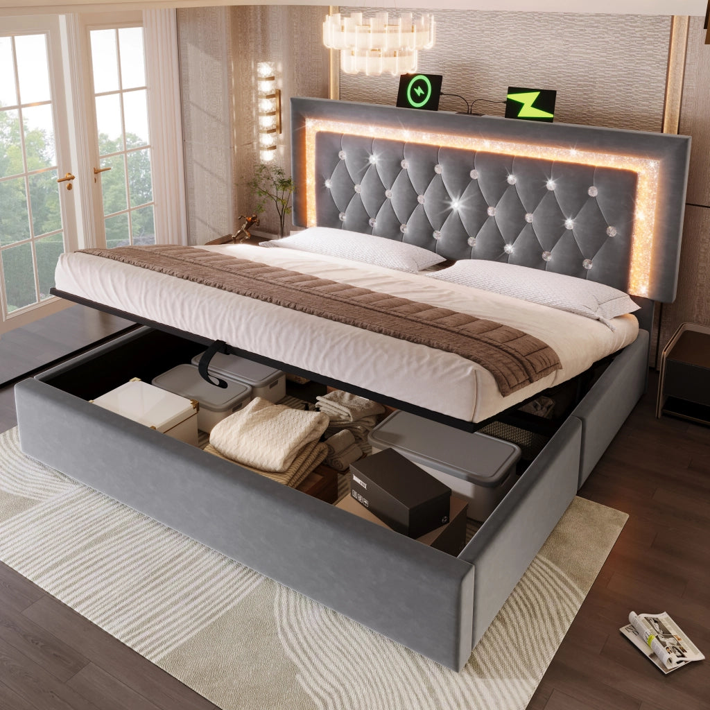 Letto matrimoniale 140x200 con materasso incluso e contenitore