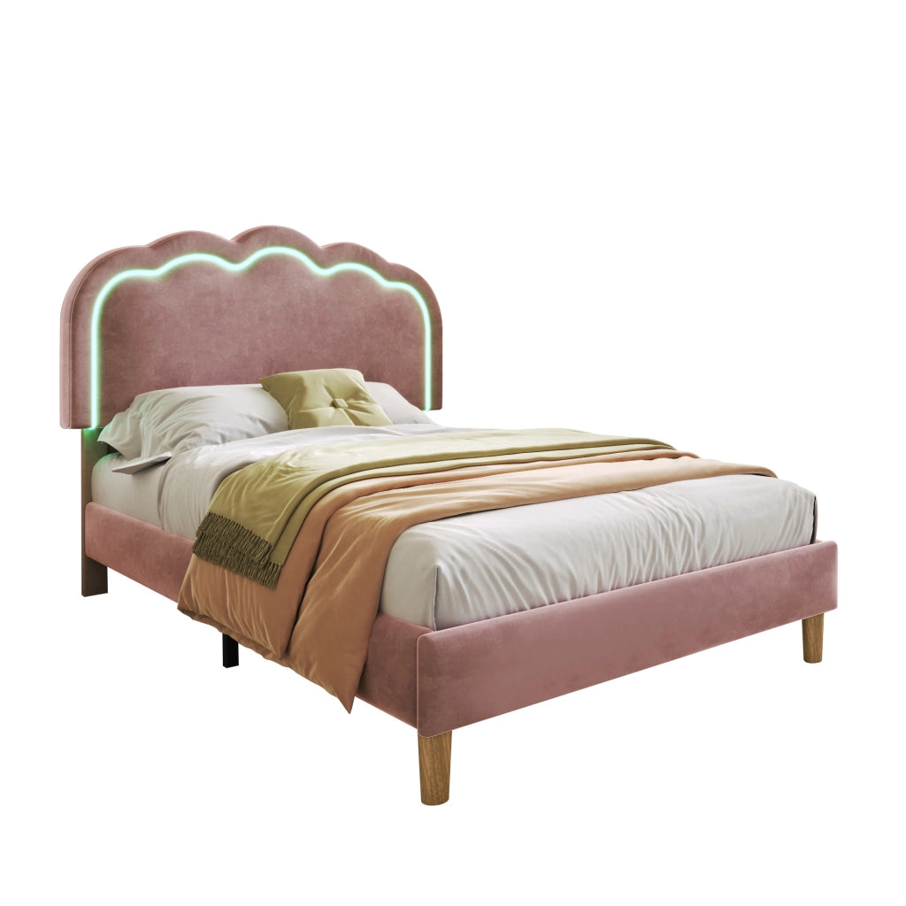Letto singolo 90 x 190 cm rosa con testiera regolabile