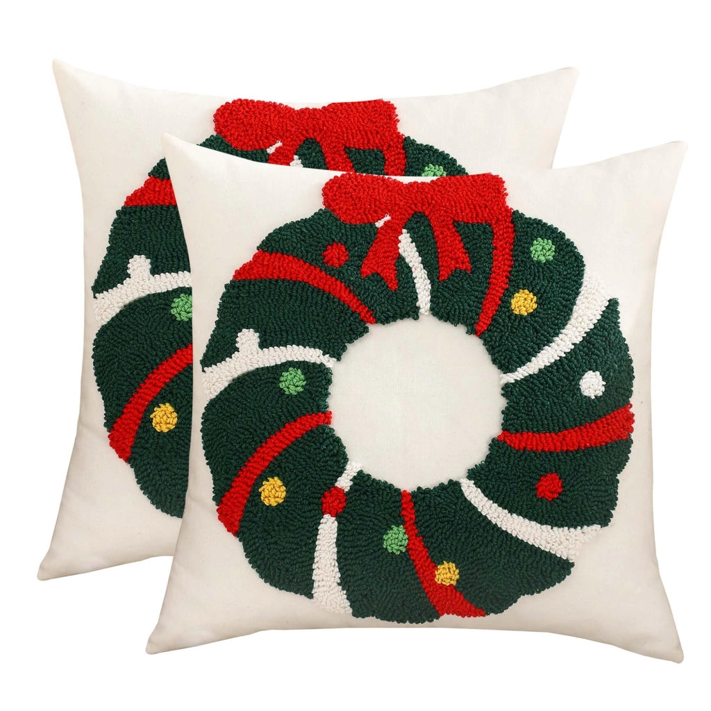 Cuscini natalizi, set da 2, 45x45 cm, motivo: ghirlanda