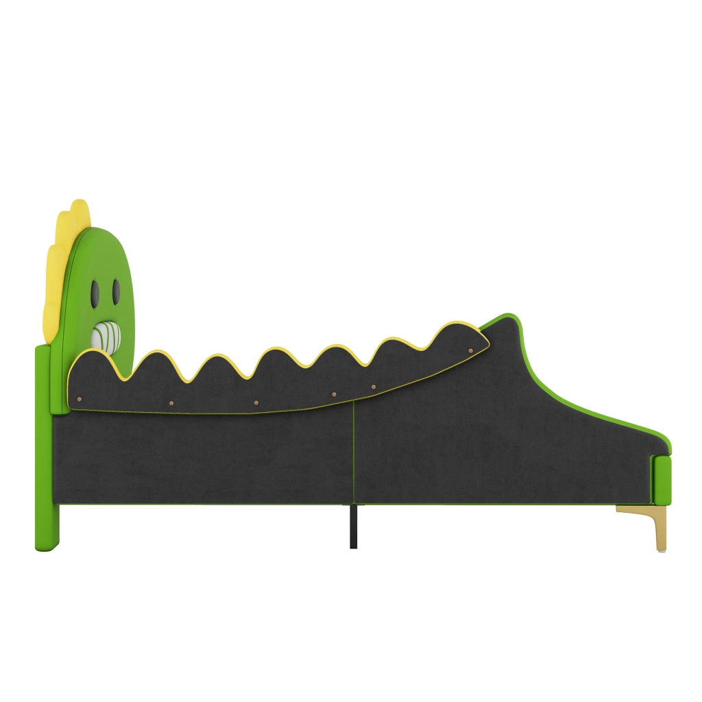 Letto per bambini a forma di dinosauro verde 90x200 cm