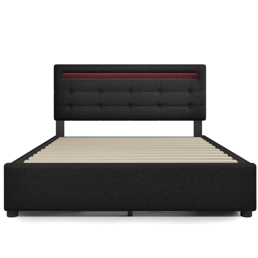 Letto matrimoniale 140x200 con 4 cassetti e testiera illuminata a LED