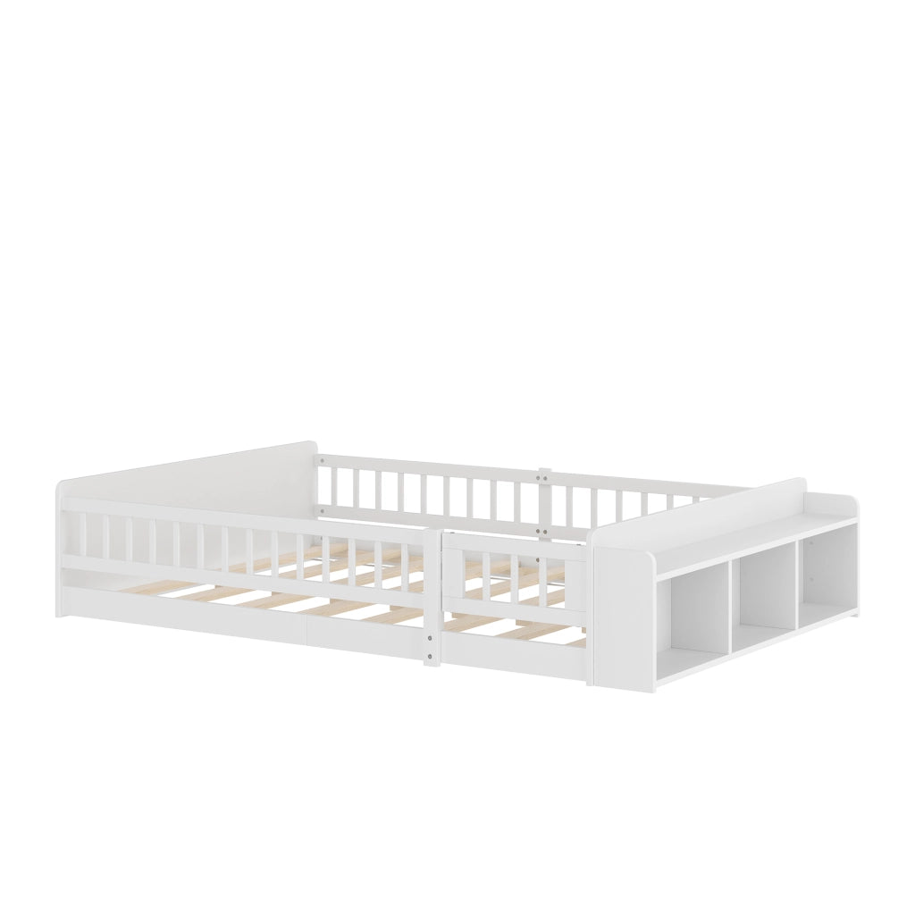 Letto per bambini 140 x 200 cm bianco con scaffali aperti