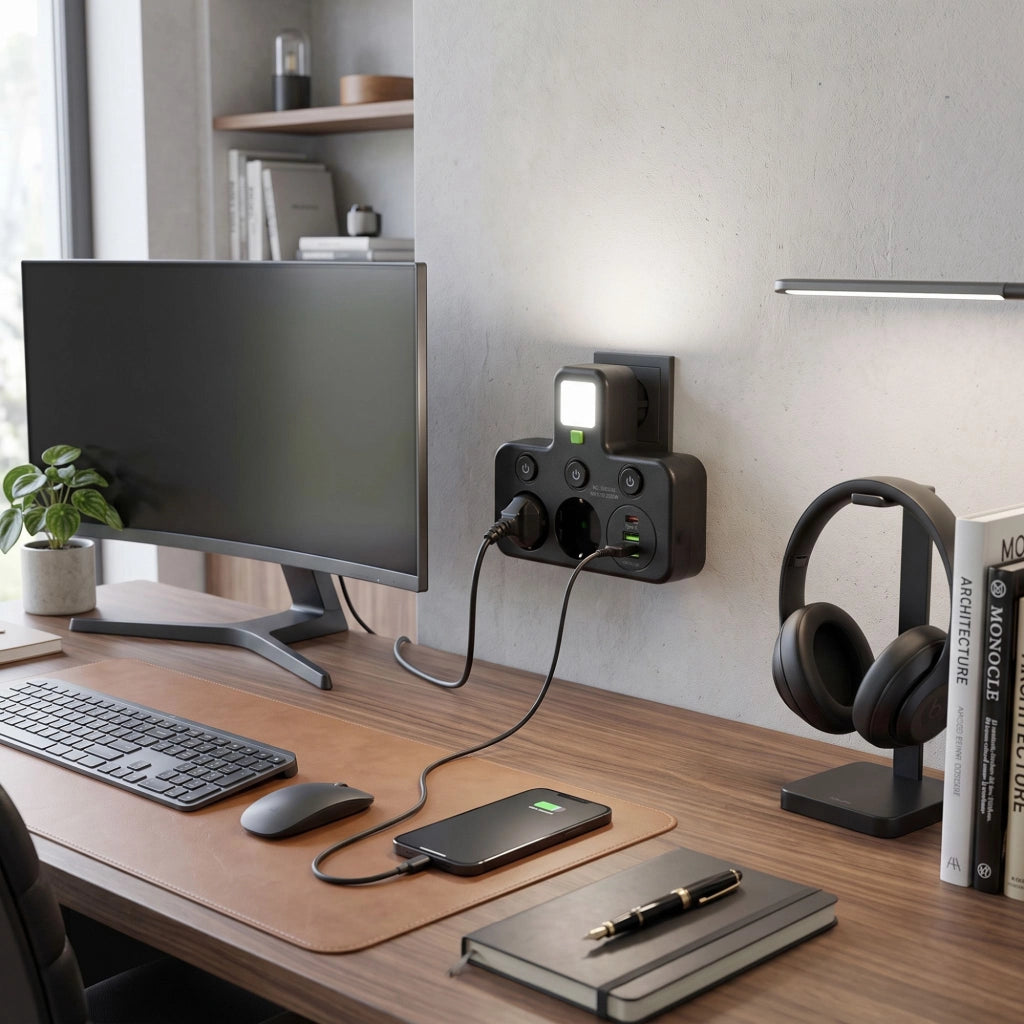Multipresa 2 Prese + 2x Usb-a + Usb-c Jnh017 Black