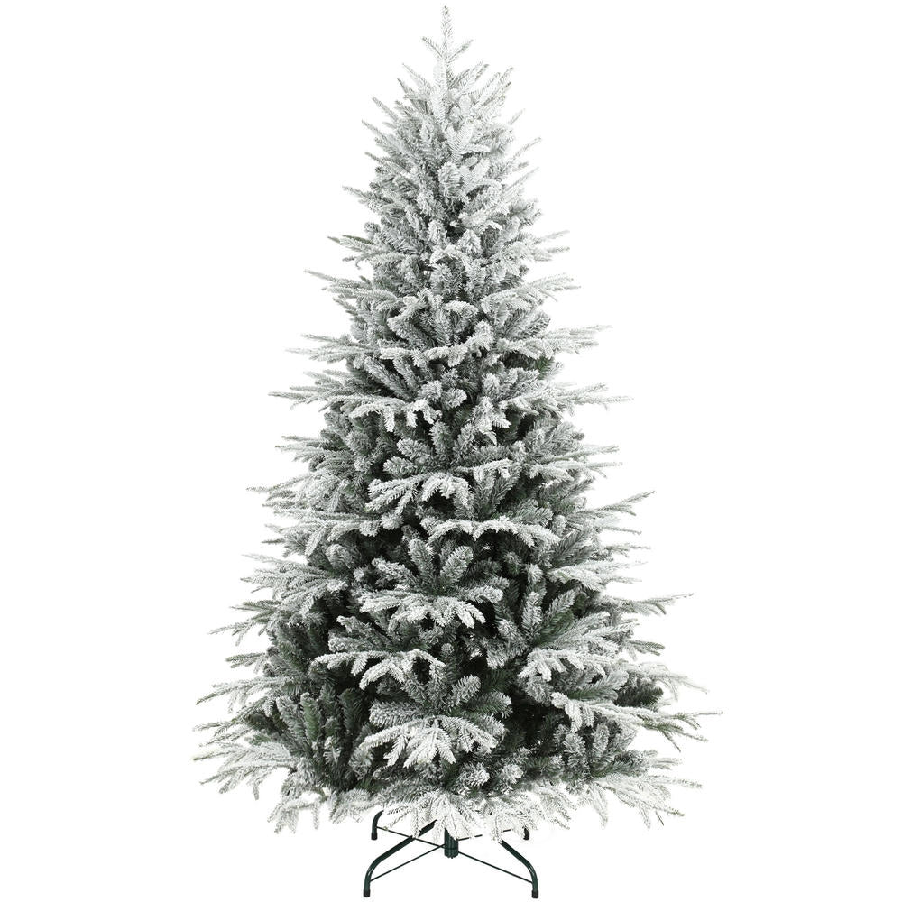Albero di Natale artificiale innevato 180 cm, 1920 punte in PE e PVC, folto con rami pieghevoli facile da montare