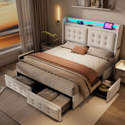 Letto matrimoniale 180x200 beige con contenitore
