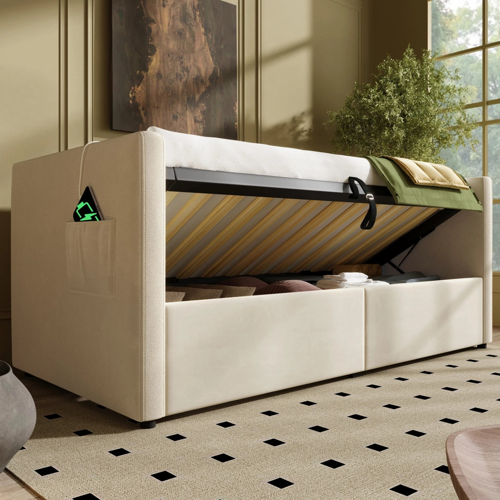 Divano letto singolo 90x200 cm con contenitore idraulico