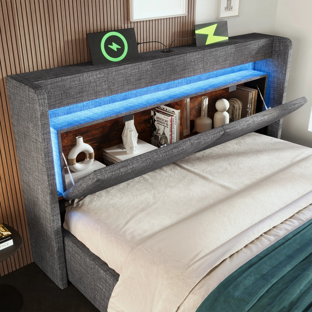 Letto imbottito 160x200 cm con contenitore idraulico