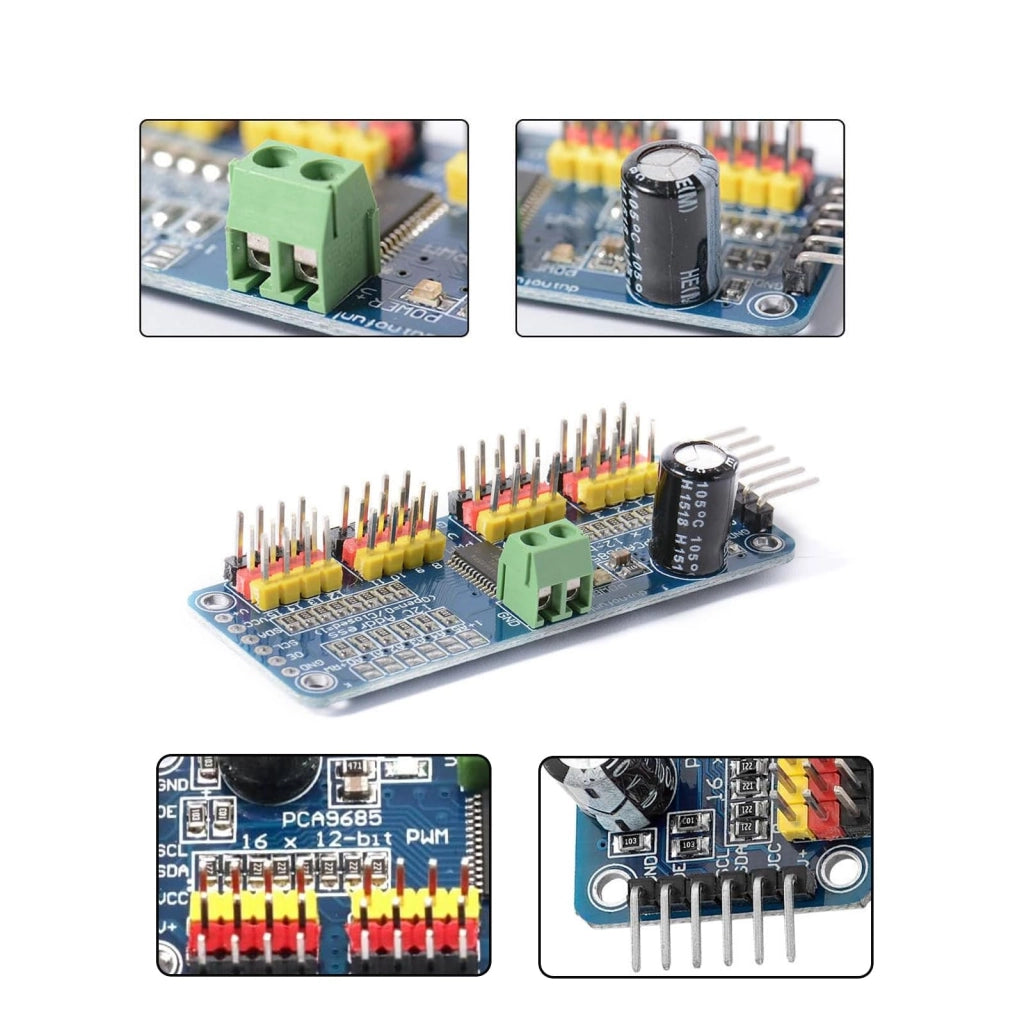 4 driver per motori PWM PCA9685, modulo a 16 canali e risoluzione a 12 bit, interfaccia IIC