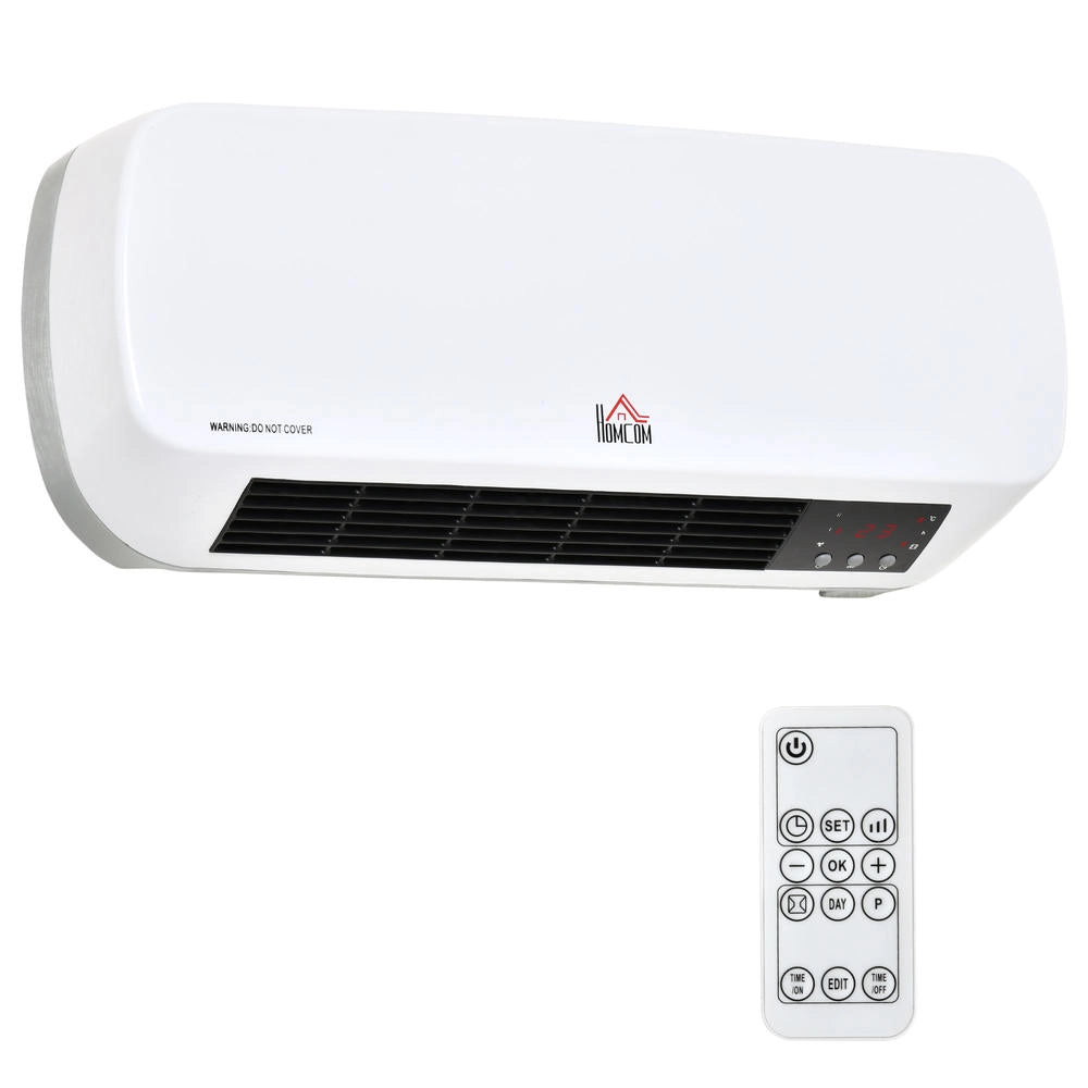 Termoventilatore da parete ceramico PTC 2000W con telecomando display LED timer 12h per bagno e casa