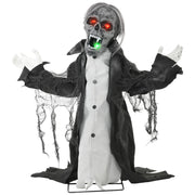 Scheletro zombie animato Halloween 75 cm con luci LED, effetti sonori e sensore, decorazione per giardino e casa